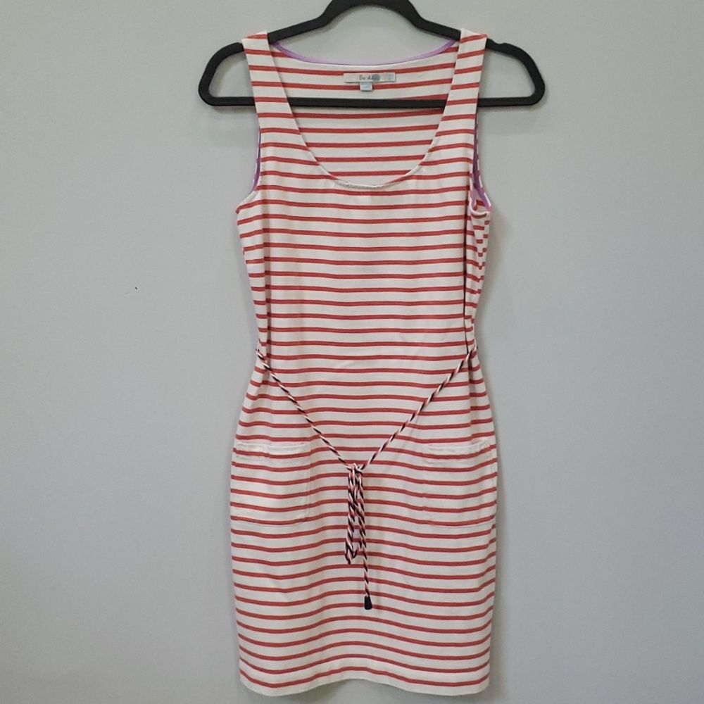 Boden Tank Dress Womens 6L Striped Sporty Nautical Cotton Coastal Pocketed